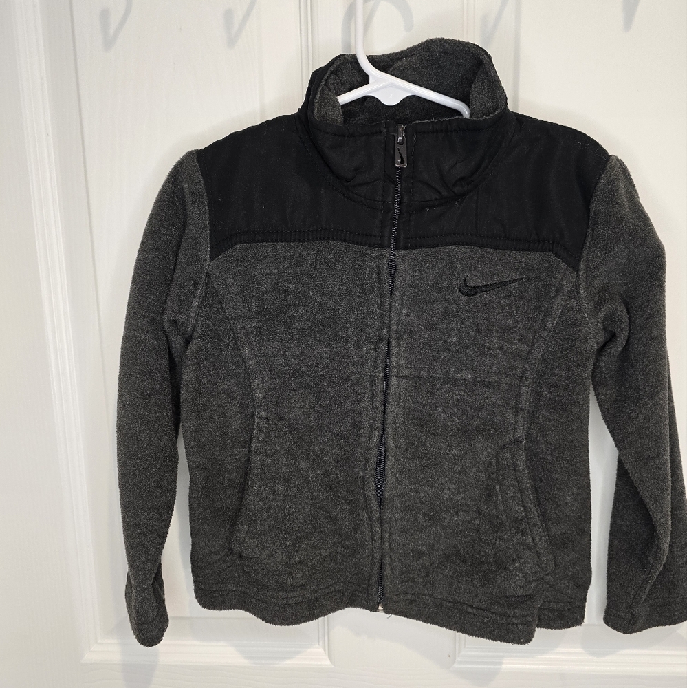 Nike Kids Gray and Black Fleece Jacket - Picture 1 of 7